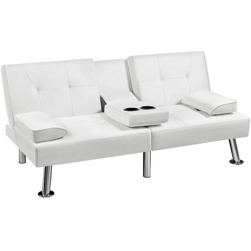 Faux Leather Convertible Futon Sofa Bed 3-in-1