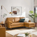 78" Mid-Century Leather Apartment Sectional Sofa