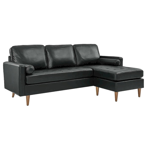 78" Mid-Century Leather Apartment Sectional Sofa