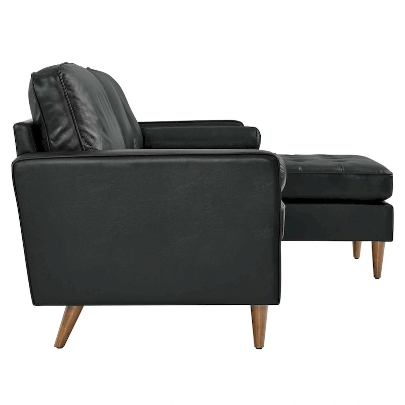 78" Mid-Century Leather Apartment Sectional Sofa
