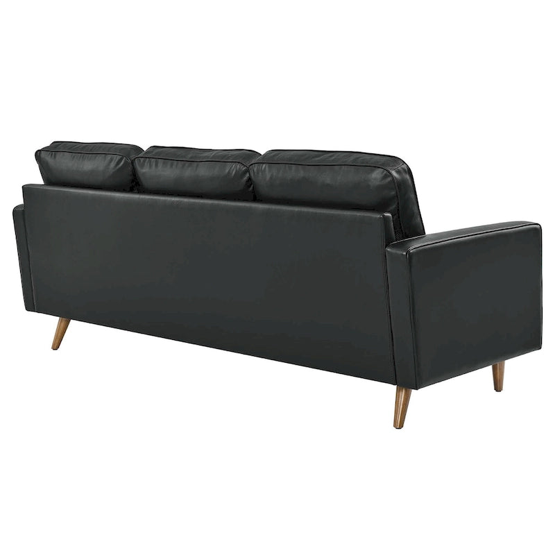 78" Mid-Century Leather Apartment Sectional Sofa