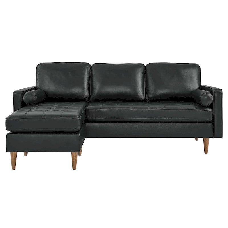 78" Mid-Century Leather Apartment Sectional Sofa