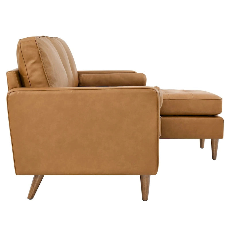 78" Mid-Century Leather Apartment Sectional Sofa
