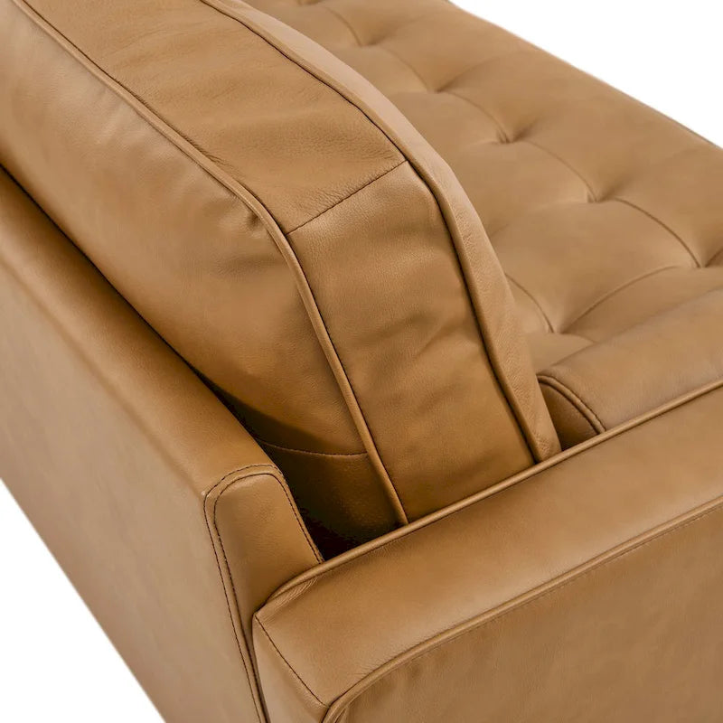 78" Mid-Century Leather Apartment Sectional Sofa