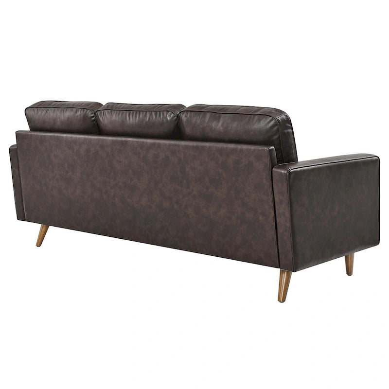78" Mid-Century Leather Apartment Sectional Sofa