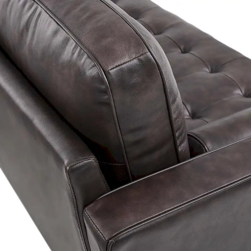 78" Mid-Century Leather Apartment Sectional Sofa