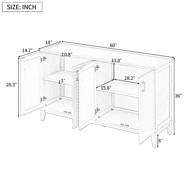 4-Door Storage Sideboard Buffet with Adjustable Shelves