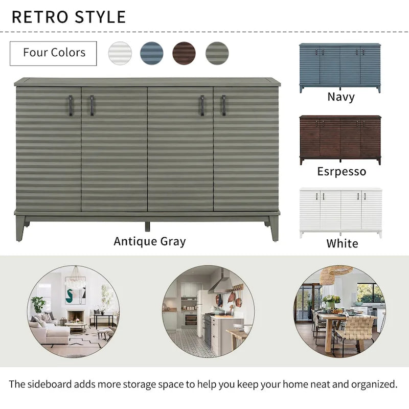 4-Door Storage Sideboard Buffet with Adjustable Shelves