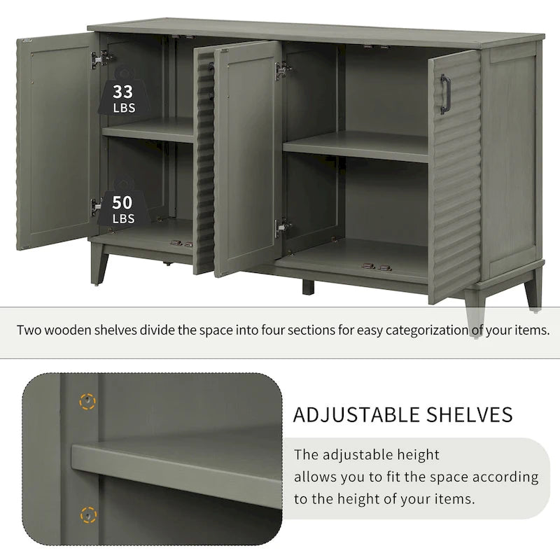 4-Door Storage Sideboard Buffet with Adjustable Shelves