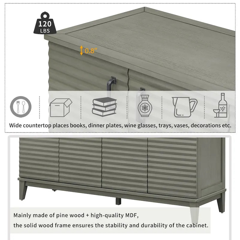 4-Door Storage Sideboard Buffet with Adjustable Shelves