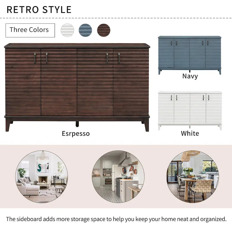 4-Door Storage Sideboard Buffet with Adjustable Shelves