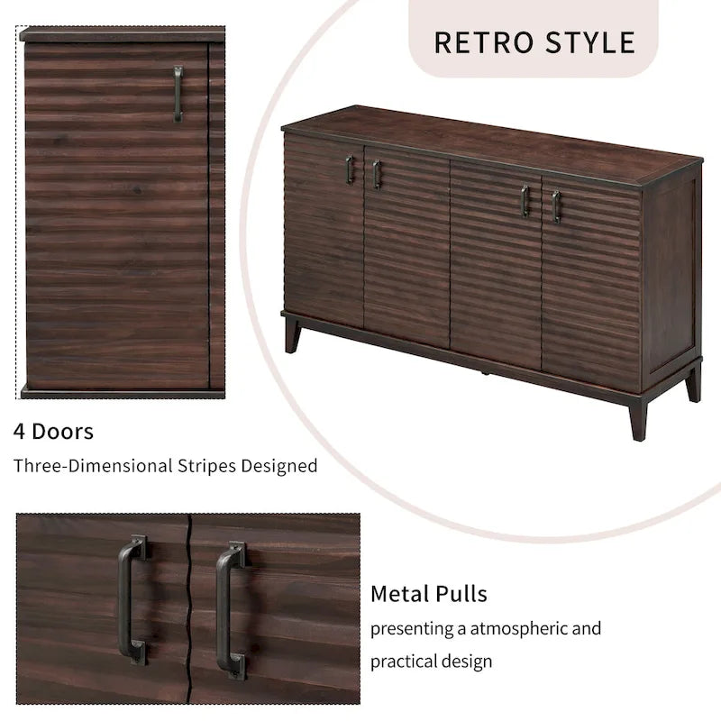 4-Door Storage Sideboard Buffet with Adjustable Shelves