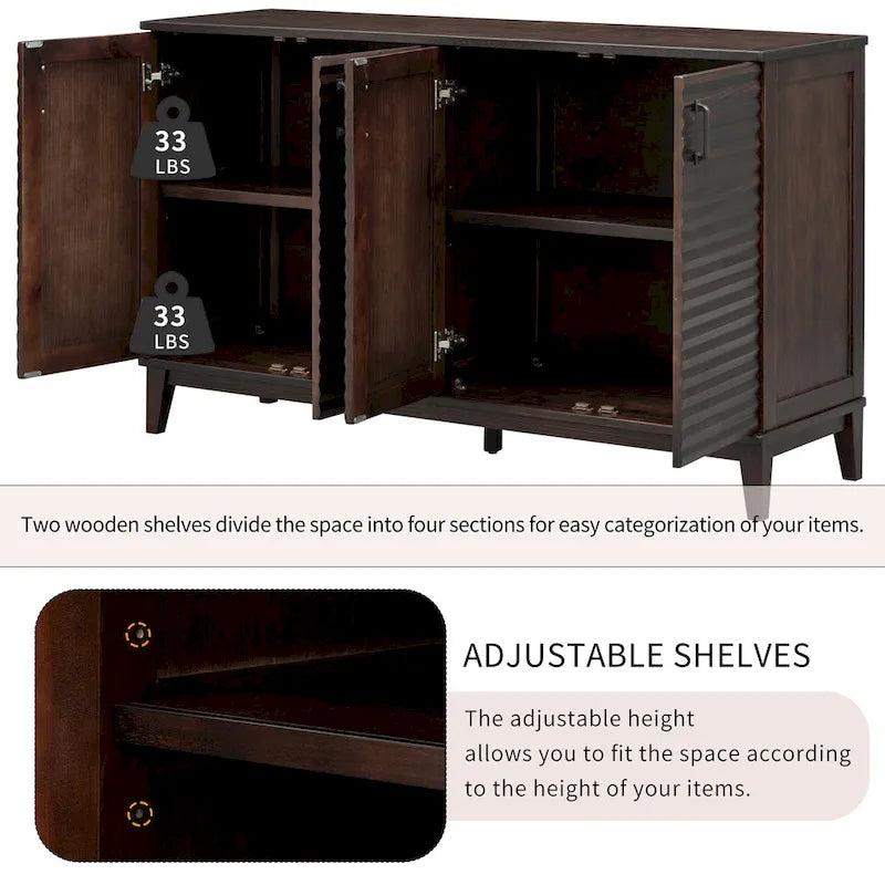 4-Door Storage Sideboard Buffet with Adjustable Shelves