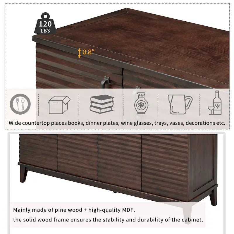 4-Door Storage Sideboard Buffet with Adjustable Shelves