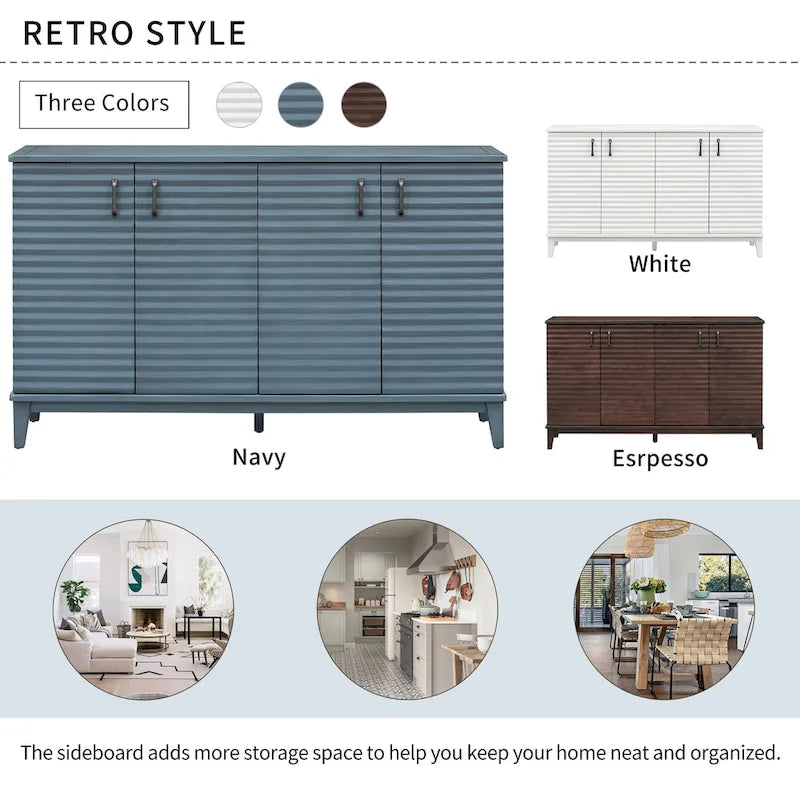 4-Door Storage Sideboard Buffet with Adjustable Shelves