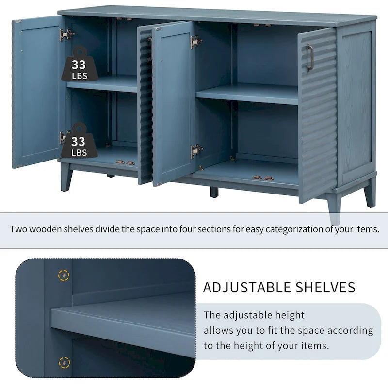 4-Door Storage Sideboard Buffet with Adjustable Shelves