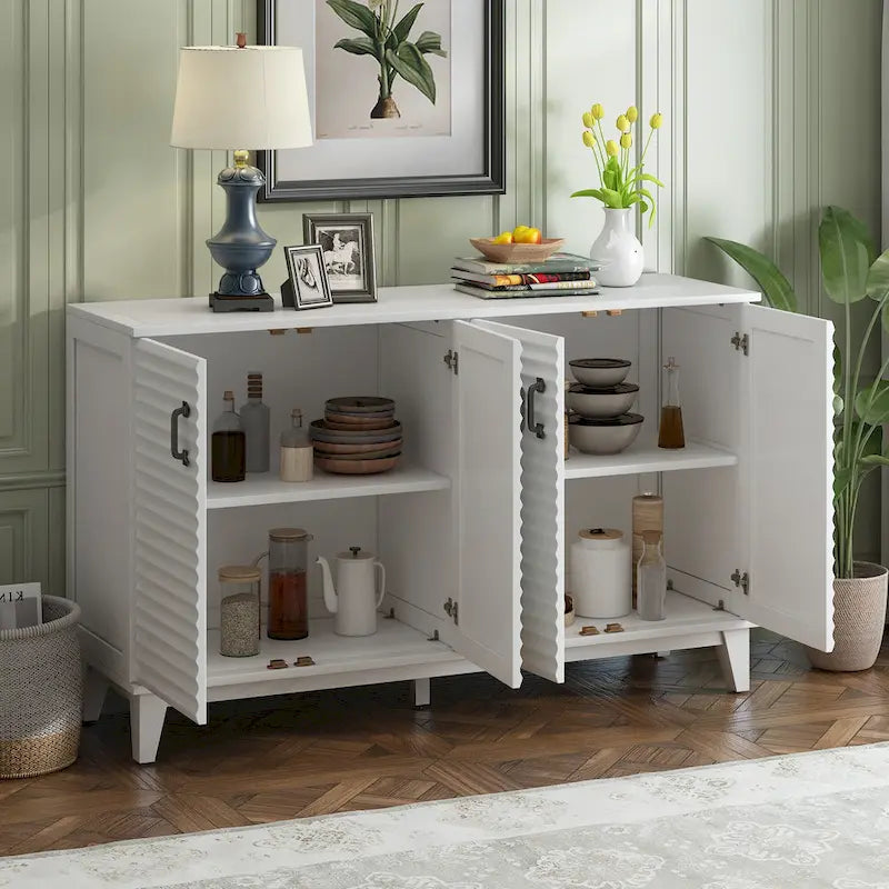 4-Door Storage Sideboard Buffet with Adjustable Shelves