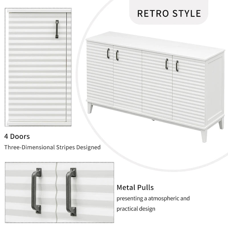 4-Door Storage Sideboard Buffet with Adjustable Shelves
