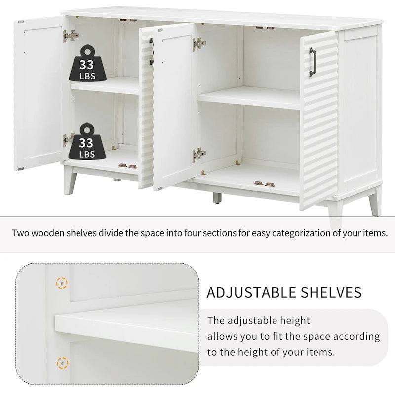 4-Door Storage Sideboard Buffet with Adjustable Shelves