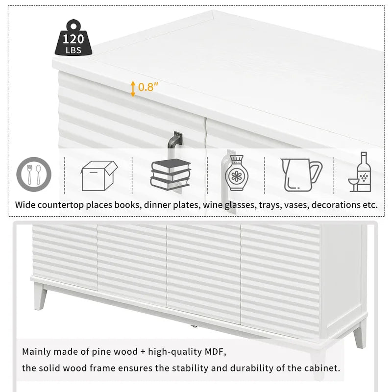 4-Door Storage Sideboard Buffet with Adjustable Shelves