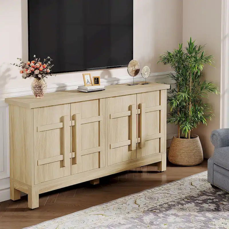 55 Inches Wood Farmhouse Sideboard Buffet Cabinet with Storage