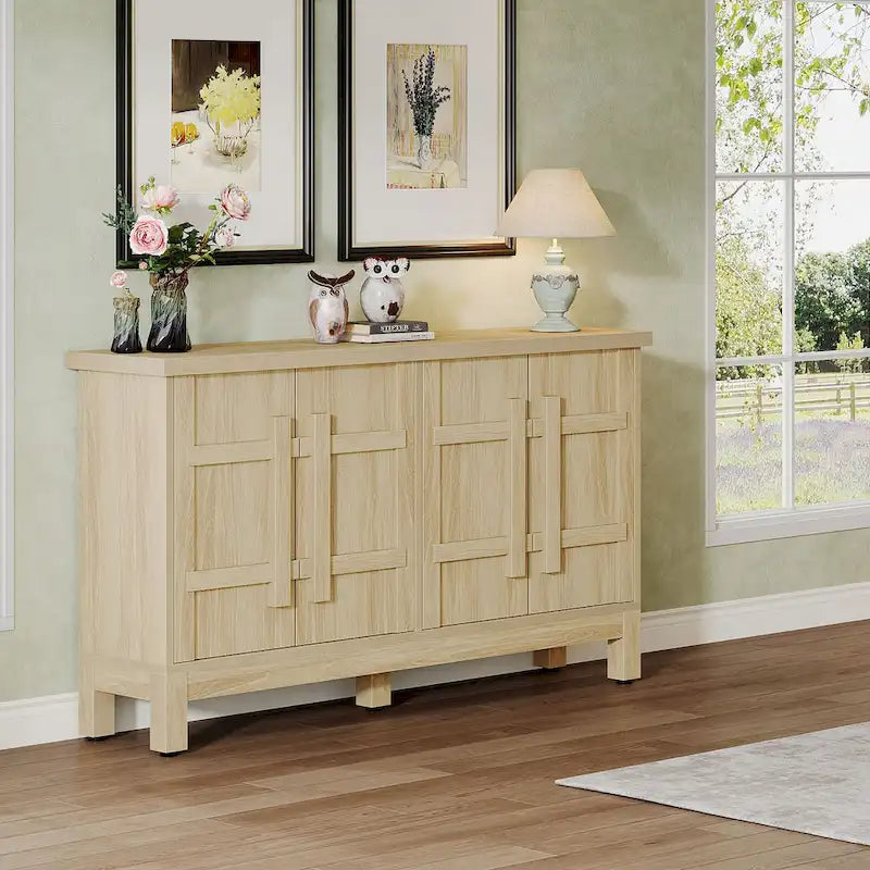 55 Inches Wood Farmhouse Sideboard Buffet Cabinet with Storage
