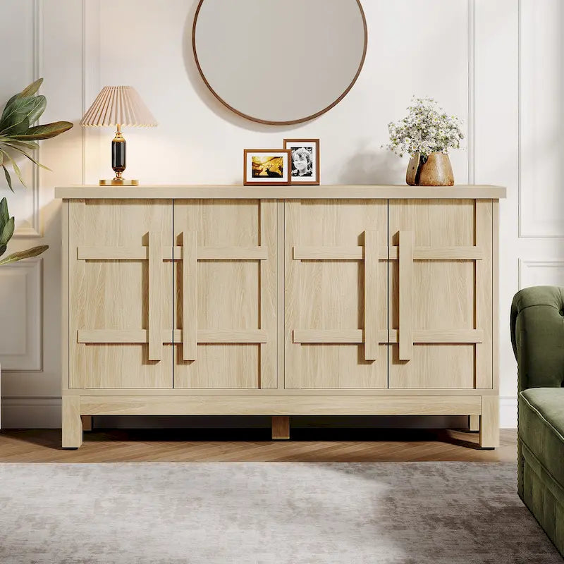 55 Inches Wood Farmhouse Sideboard Buffet Cabinet with Storage