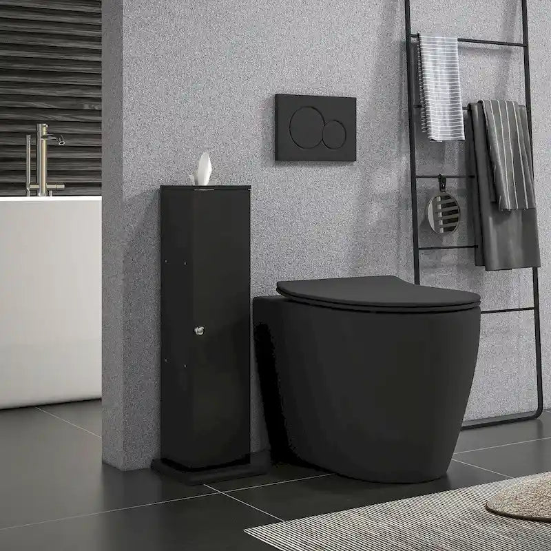 Toilet Paper Cabinet, Small Bathroom Corner Floor Cabinet with Doors and Shelves, Thin Storage Organizer