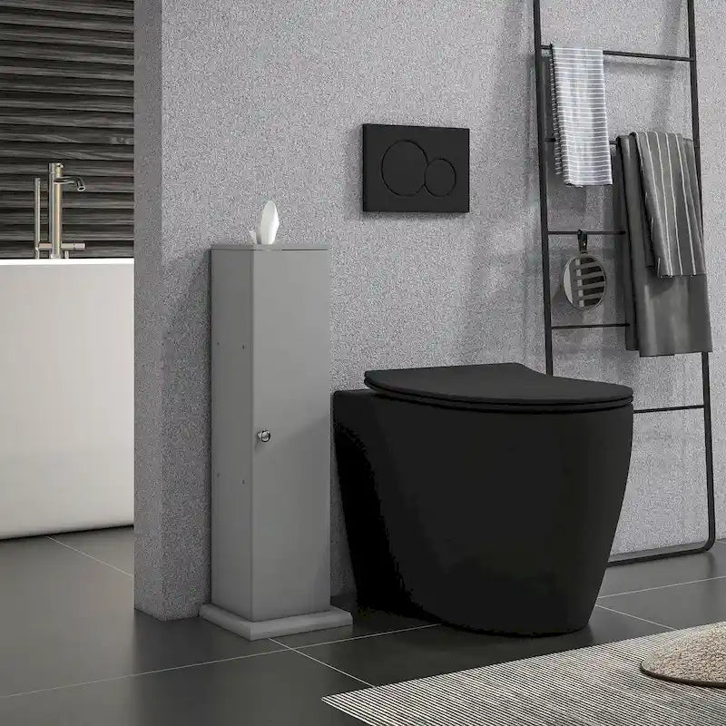 Toilet Paper Cabinet, Small Bathroom Corner Floor Cabinet with Doors and Shelves, Thin Storage Organizer