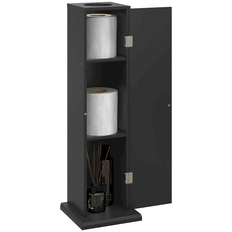 Toilet Paper Cabinet, Small Bathroom Corner Floor Cabinet with Doors and Shelves, Thin Storage Organizer