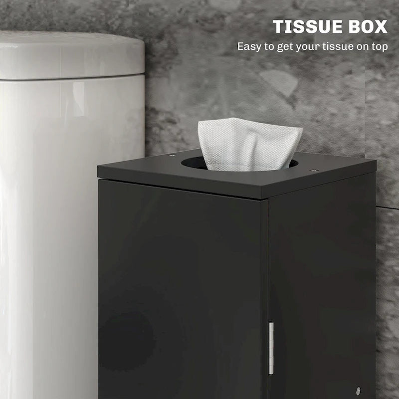 Toilet Paper Cabinet, Small Bathroom Corner Floor Cabinet with Doors and Shelves, Thin Storage Organizer