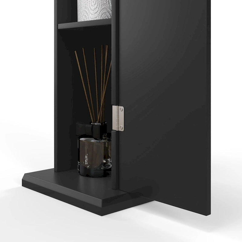 Toilet Paper Cabinet, Small Bathroom Corner Floor Cabinet with Doors and Shelves, Thin Storage Organizer