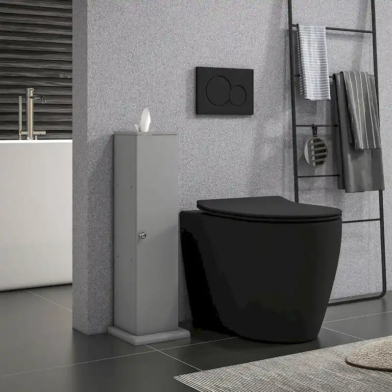 Toilet Paper Cabinet, Small Bathroom Corner Floor Cabinet with Doors and Shelves, Thin Storage Organizer