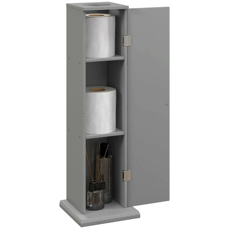 Toilet Paper Cabinet, Small Bathroom Corner Floor Cabinet with Doors and Shelves, Thin Storage Organizer