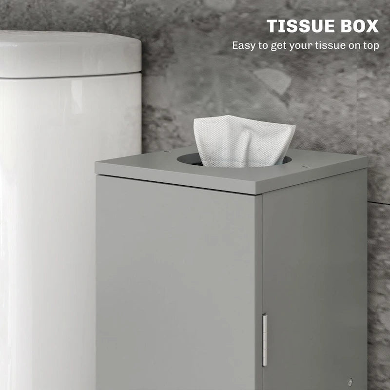 Toilet Paper Cabinet, Small Bathroom Corner Floor Cabinet with Doors and Shelves, Thin Storage Organizer