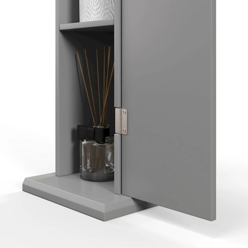 Toilet Paper Cabinet, Small Bathroom Corner Floor Cabinet with Doors and Shelves, Thin Storage Organizer
