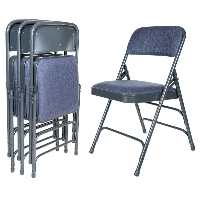 Fabric Triple Brace Folding Chair, Pack of 4