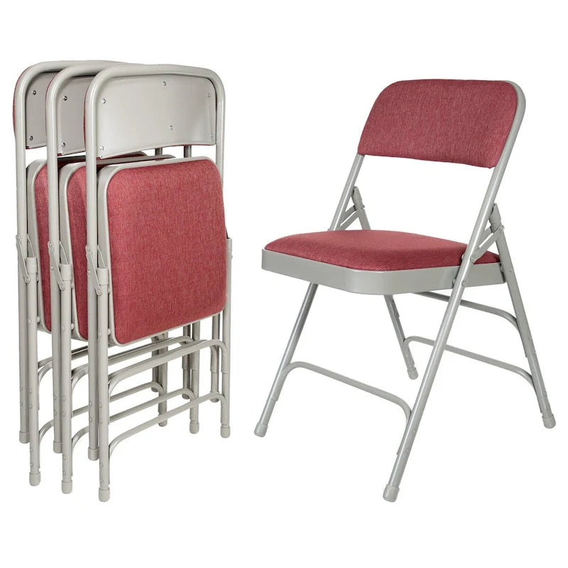 Fabric Triple Brace Folding Chair, Pack of 4