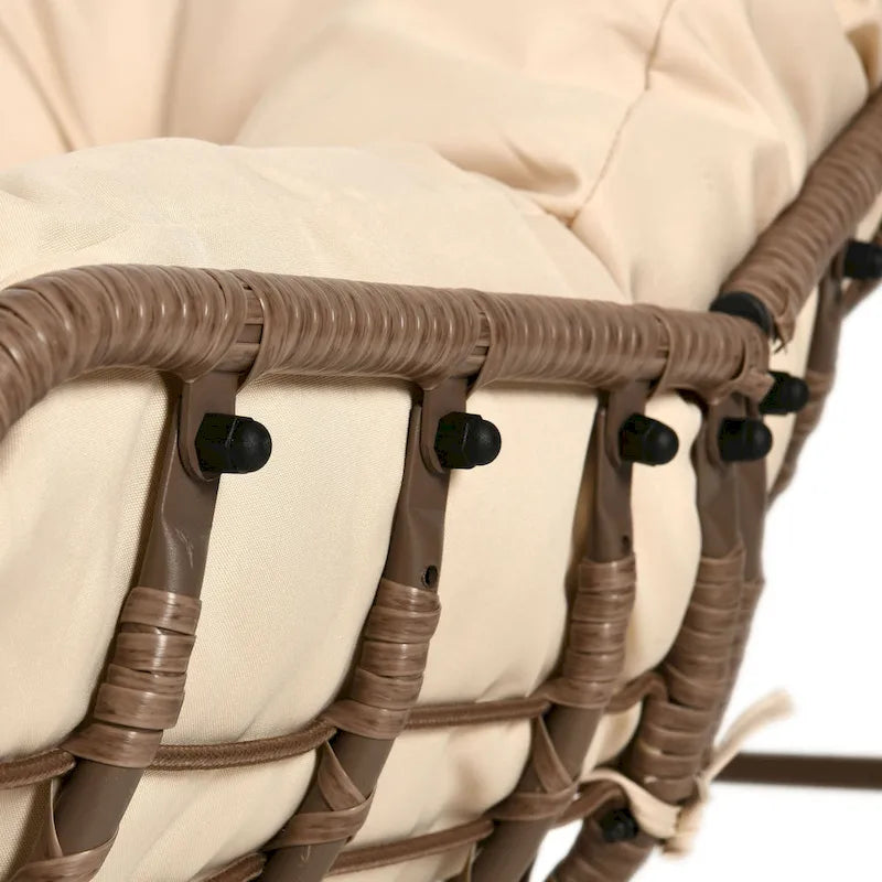 Patio Rocking Papasan Chair Outdoor Oversized Basket Chair Rocker with Cushion