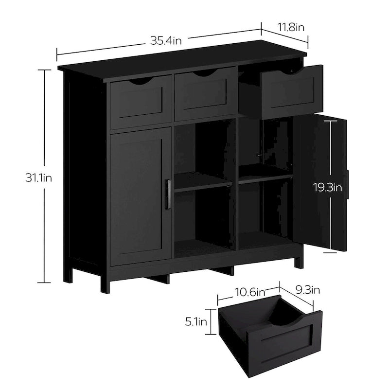 Buffet Sideboard Cabinet with Doors and Drawers, Coffee Bar Cabinet with Storage